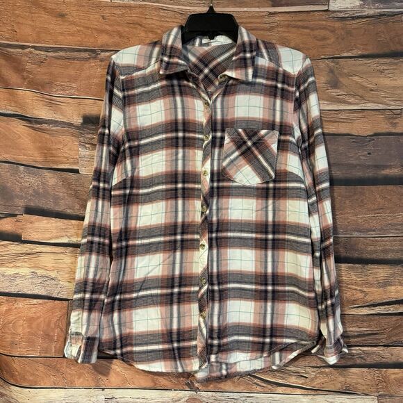 Maurices Womens Small Plaid Flannel Shirt Long Sleeve Button Up Cozy Casual Top - Picture 1 of 6